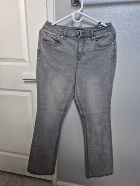 Express Light Gray Bootcut Jeans Mid Rise